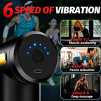 Premium & Portable Deep Tissue Massage Gun with 4 Interchangeable Massage Heads & 6 Speed Levels – USB Rechargeable Auto Body Fit