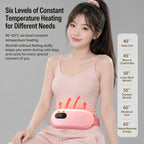 Premium & Portable Smart Menstrual Heating Belt with 6-Level Heat & Vibration Massage – Rechargeable Pink Waist Warmer Auto Body Fit