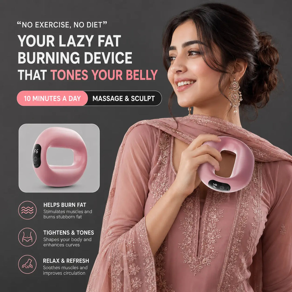 Portable Fascia Ring Muscle Massager – 9 Vibration Modes | USB Rechargeable | Deep Tissue Body Massage Device (Pink & White) Auto Body Fit