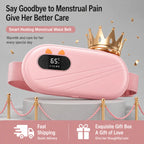 Premium & Portable Smart Menstrual Heating Belt with 6-Level Heat & Vibration Massage – Rechargeable Pink Waist Warmer Auto Body Fit