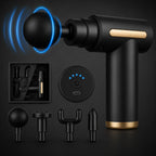 Premium & Portable Deep Tissue Massage Gun with 4 Interchangeable Massage Heads & 6 Speed Levels – USB Rechargeable Auto Body Fit