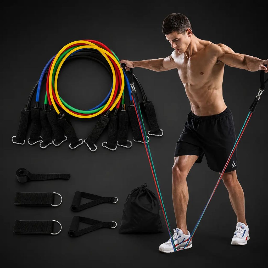 Premium Resistance Bands Exercise Set – 11 Piece Fitness Training Kit for Men & Women Auto Body Fit