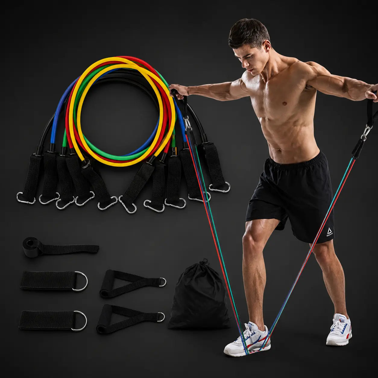 Premium Resistance Bands Exercise Set – 11 Piece Fitness Training Kit for Men & Women Auto Body Fit