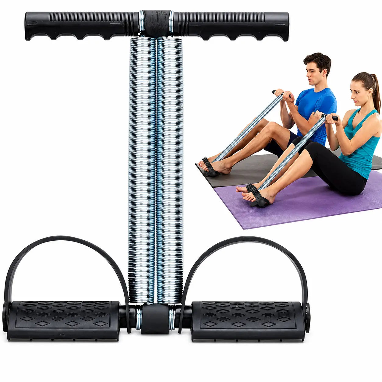 Premium Double Spring Abdominal Tummy Trimmer Exercise Bar with Foot Pedals Auto Body Fit