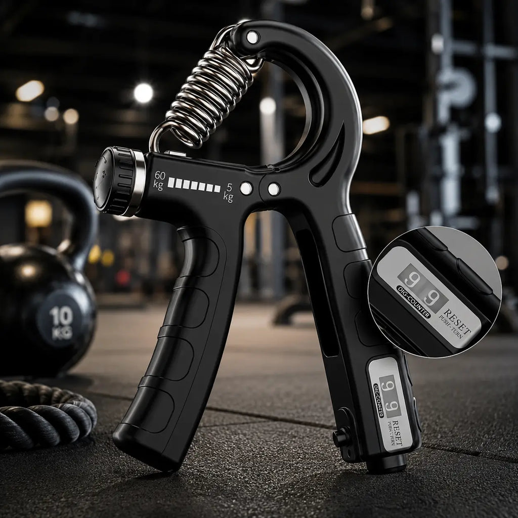 Premium & Adjustable Hand Grip Exerciser 5-60KG with Digital Counter Auto Body Fit